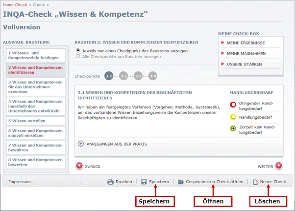 Wie kann ich mit dem Check arbeiten?